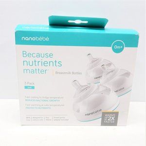 Nanobebe Breastmilk Baby Bottles 0m+ Newborn Stage 1 5oz/150ml White/Teal 3 Pack